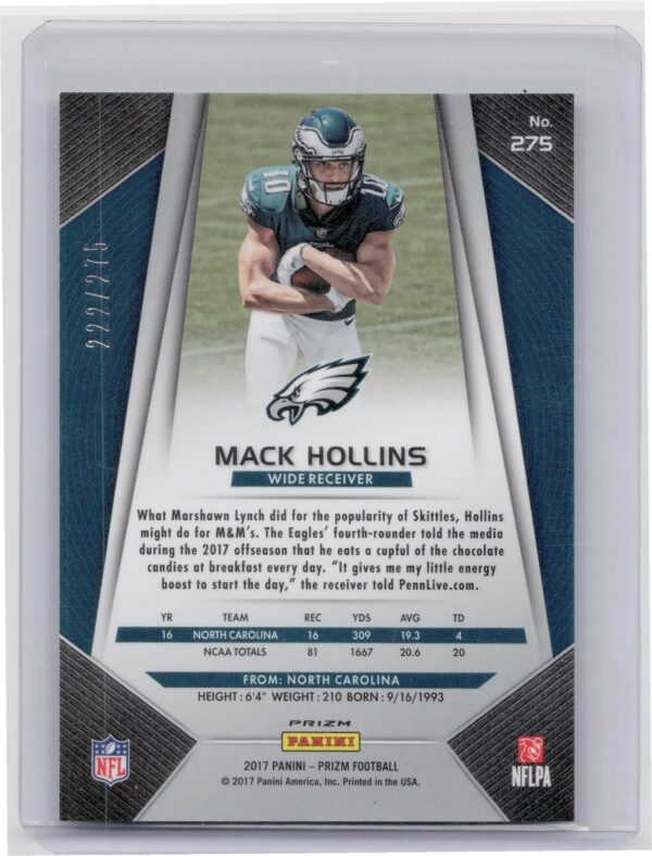 2017 Prizm Mack Hollins Prizm Orange /275 #275 Eagles - Image 3
