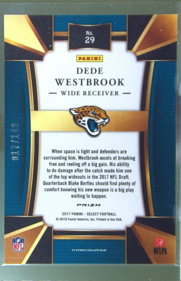 2017 Select Dede Westbrook Blue /149 RC #29 Jaguars - Image 3