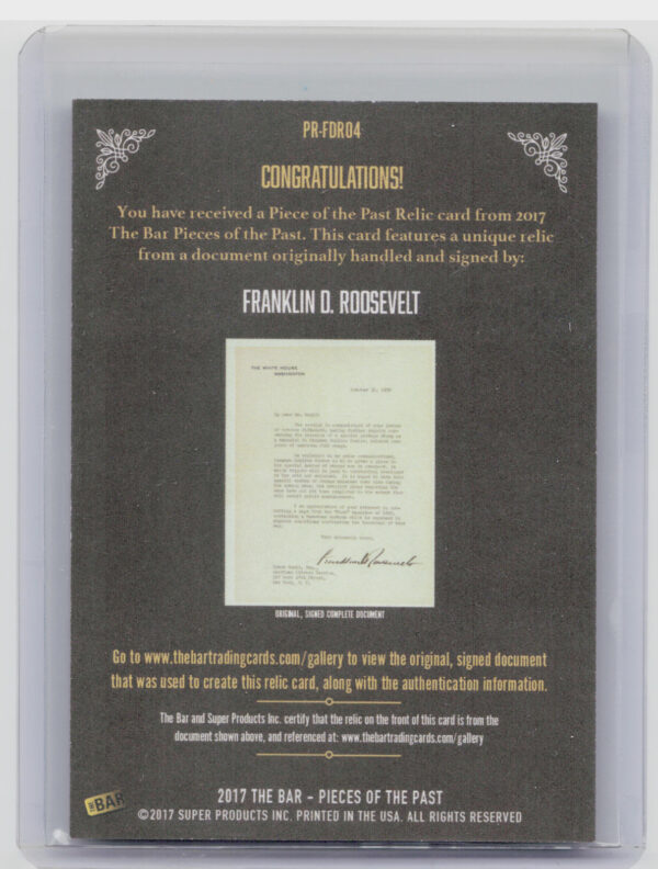 2017 The Bar Pieces of the Past Franklin D. Roosevelt - Image 3