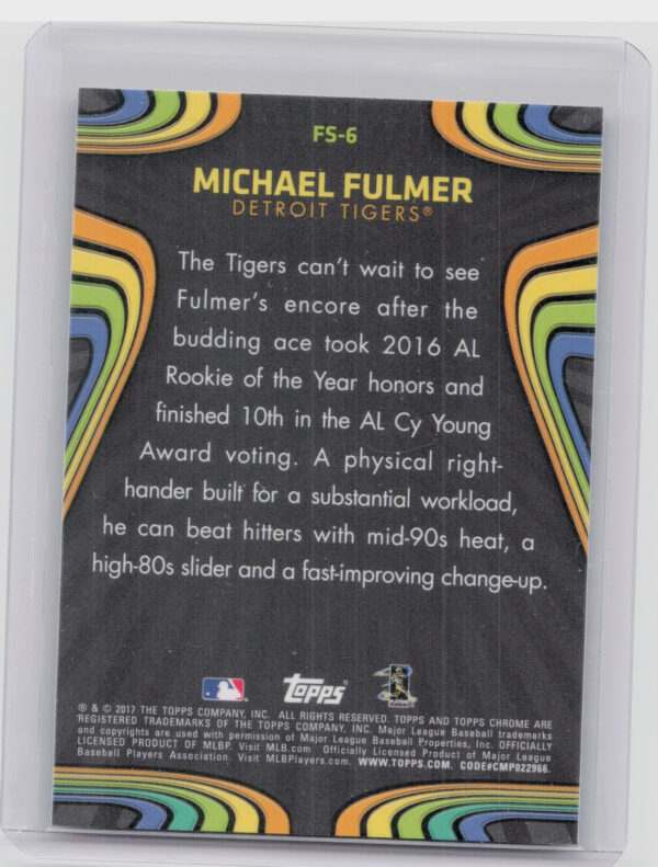 2017 Topps Chrome Michael Fulmer #FS-6 Tigers Future Stars - Image 3