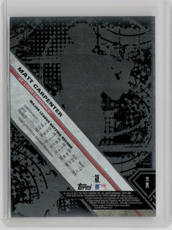 2017 Topps High Tek Matt Carpenter Blackout #HT-MC Cardinals - Image 3