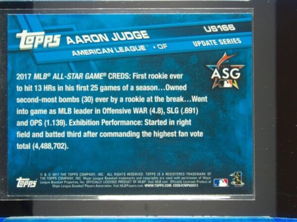 2017 Topps Update Aaron Judge #US166 Yankees - Image 3