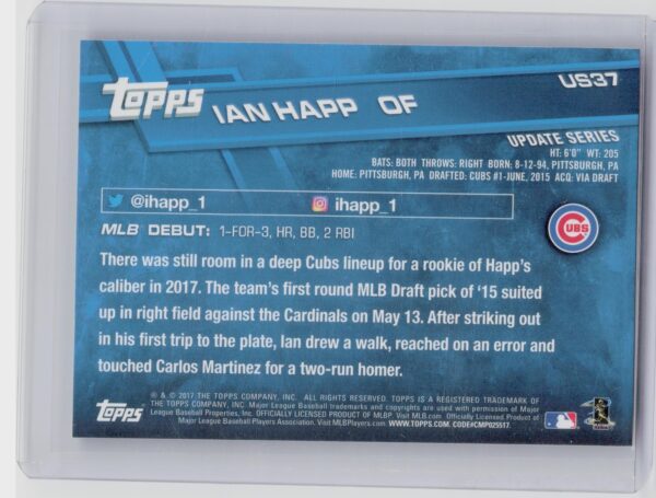 2017 Topps Update Ian Happ #US37 Cubs - Image 3