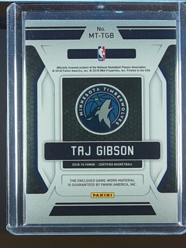 2018-19 Certified taj gibson JSY /149 #MT-TGB Timberwolves Materials - Image 3