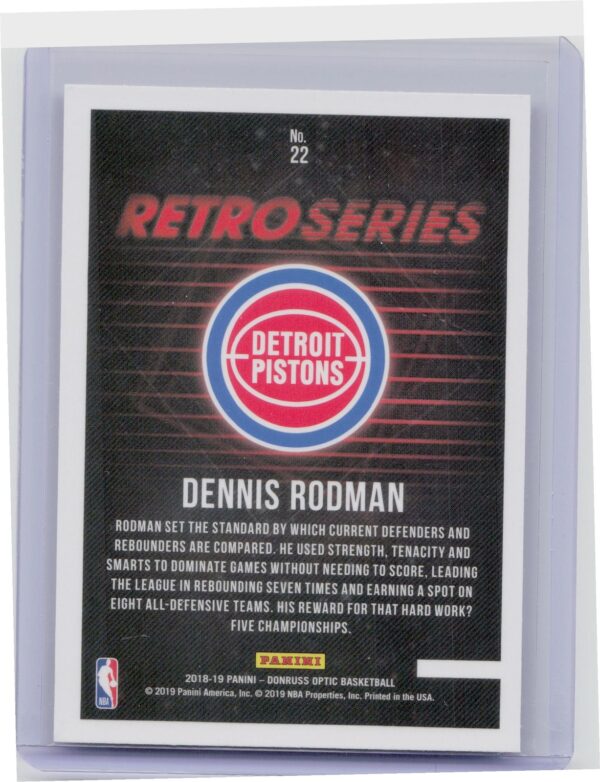 2018-19 Donruss Optic Dennis Rodman #22 Pistons Retro Series - Image 3