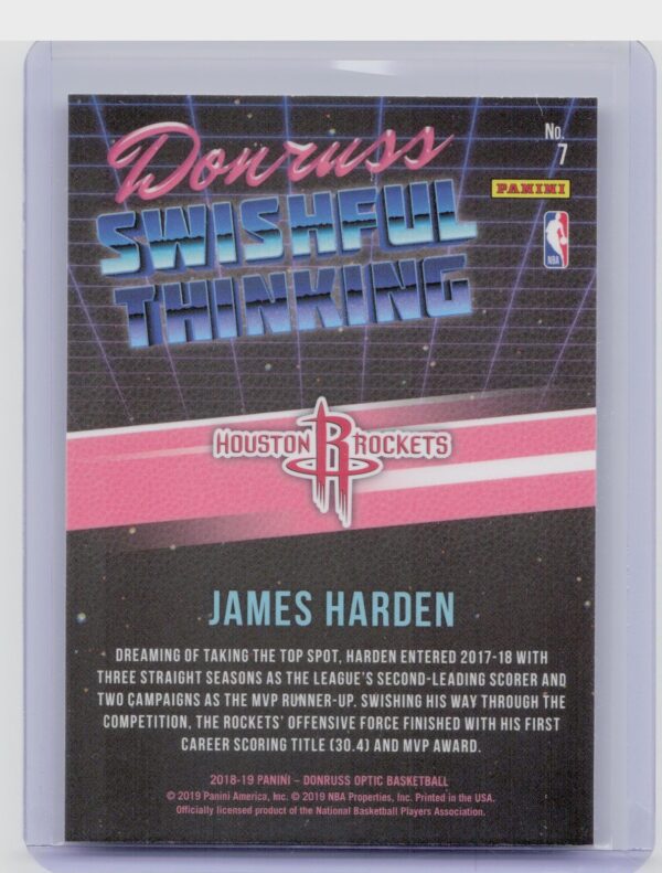 2018-19 Donruss Optic James Harden #7 Rockets Swishful Thinking - Image 3