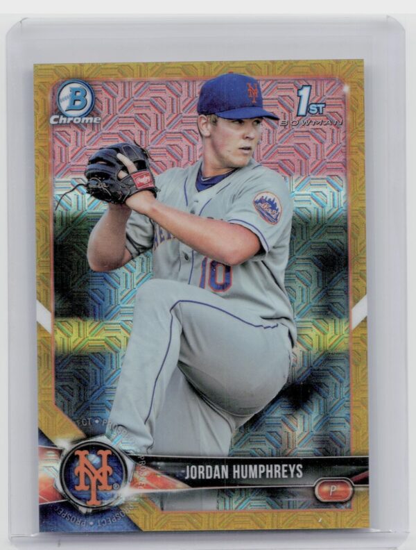 2018 Bowman Jordan Humphreys SN50 #BCP66 Mets Chrome Prospects Mojo Refractor Go