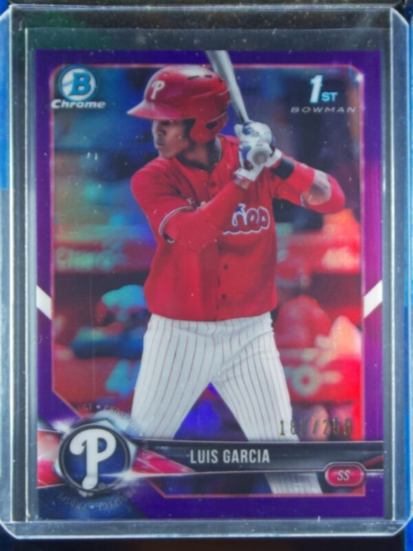 2018 Bowman Luis Garcia SN250 #BCP75 Phillies Chrome Prospects Purple Refractor
