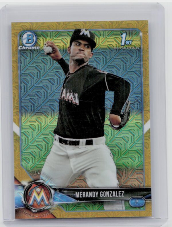2018 Bowman Merandy Gonzalez /50 #BCP70 Marlins Prospects Mojo Refractor Gold