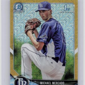 2018 Bowman Michael Mercado SN50 #BCP16 Rays Chrome Prospects Mojo Refractor Gol