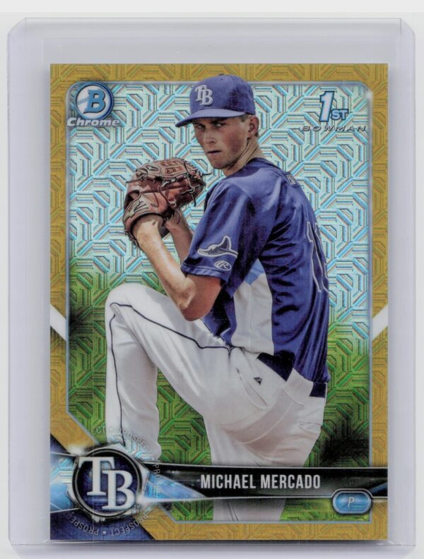 2018 Bowman Michael Mercado SN50 #BCP16 Rays Chrome Prospects Mojo Refractor Gol