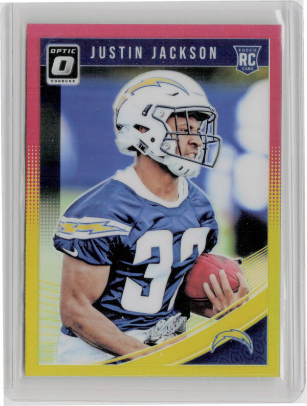 2018 Donruss Optic Justin Jackson Red and Yellow #111 Chargers