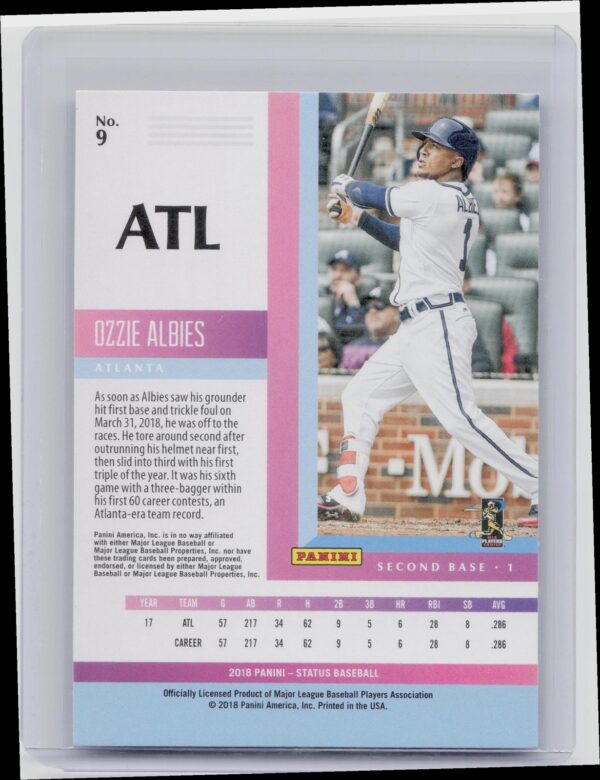 2018 Panini Chronicles Ozzie Albies #9 Braves Status - Image 3