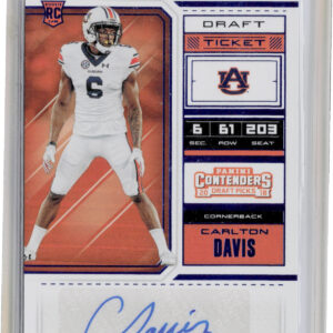 2018 Panini Contenders Draft Picks Carlton Davis Draft Blue Foil #272 Tigers