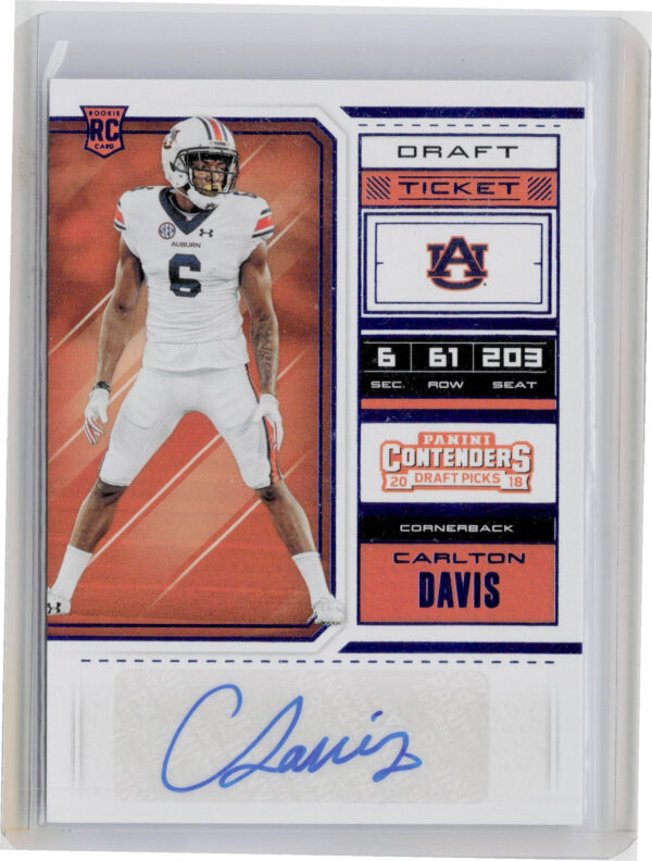 2018 Panini Contenders Draft Picks Carlton Davis Draft Blue Foil #272 Tigers