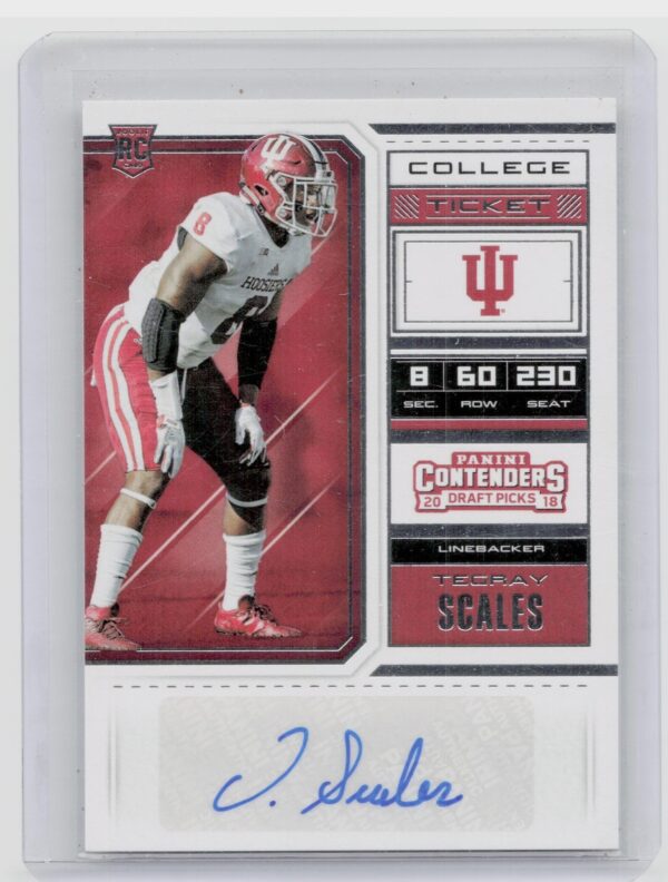 2018 Panini Contenders Draft Picks Tegray Scales AU #276 Hoosiers
