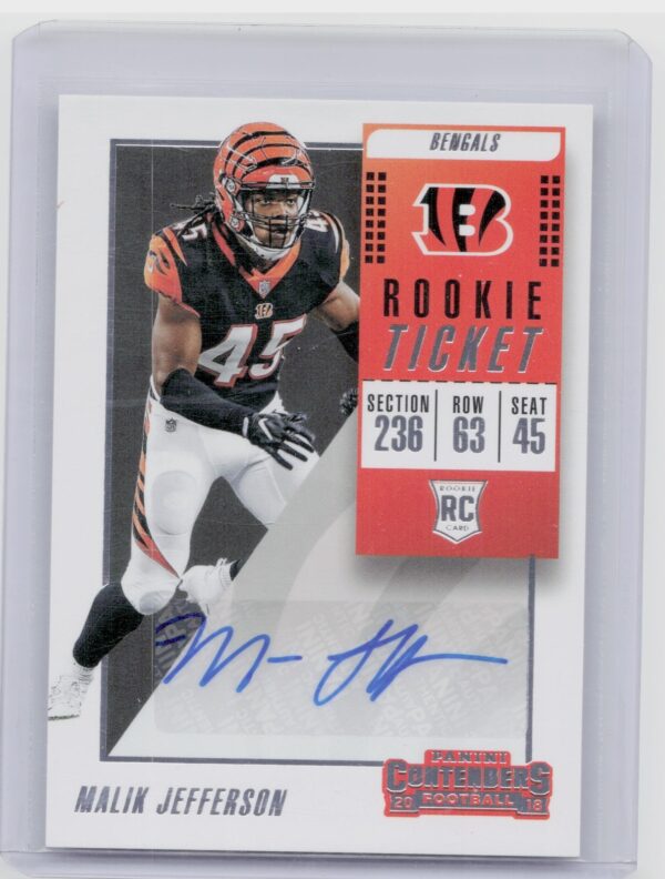2018 Panini Contenders Malik Jefferson AU RC #322 Bengals