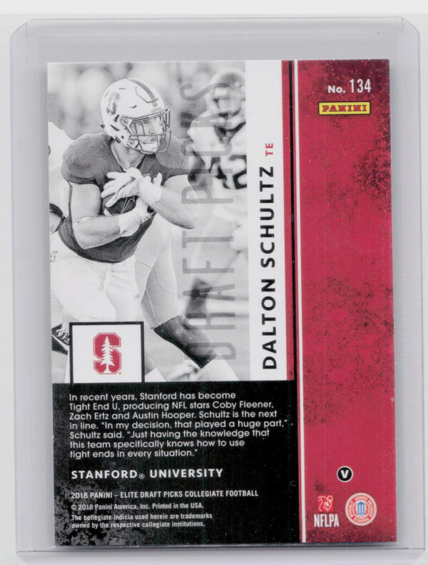 2018 Panini Elite Draft Picks Dalton Schultz VAR #134 Cardinal - Image 3