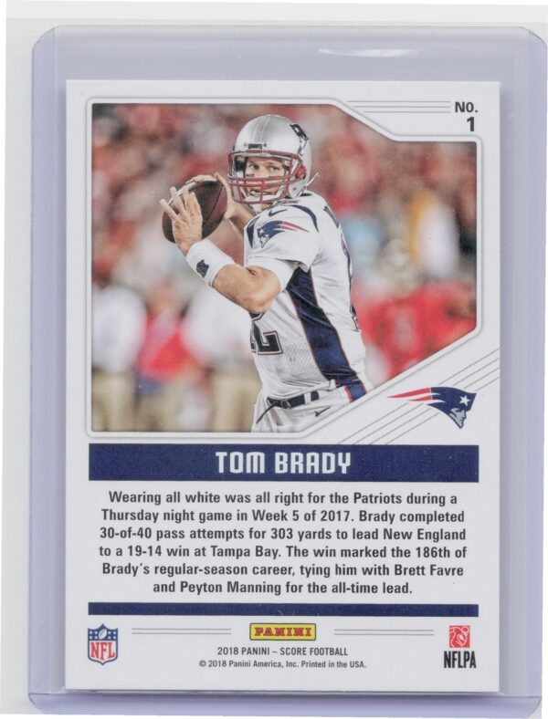 2018 Panini Score Tom Brady Color Rush #1 Patriots - Image 3