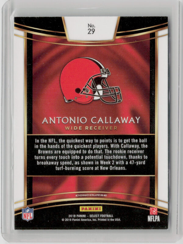 2018 Panini Select Antonio Callaway RC #29 Browns - Image 3