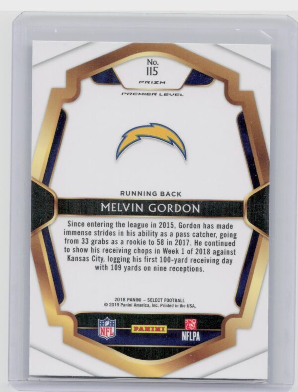 2018 Select Melvin Gordon III Silver Prizm #115 Chargers - Image 3