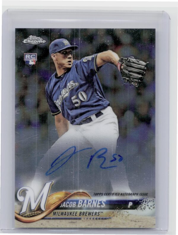 2018 Topps Chrome Jacob Barnes AU #RA-JBA Brewers Rookie Autographs