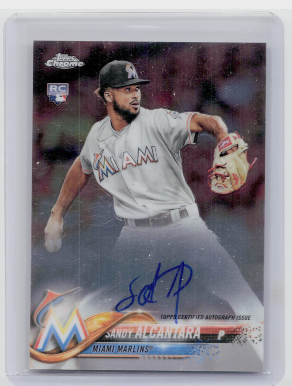 2018 Topps Chrome Sandy Alcantara AU #RA-SA Marlins Rookie Autographs
