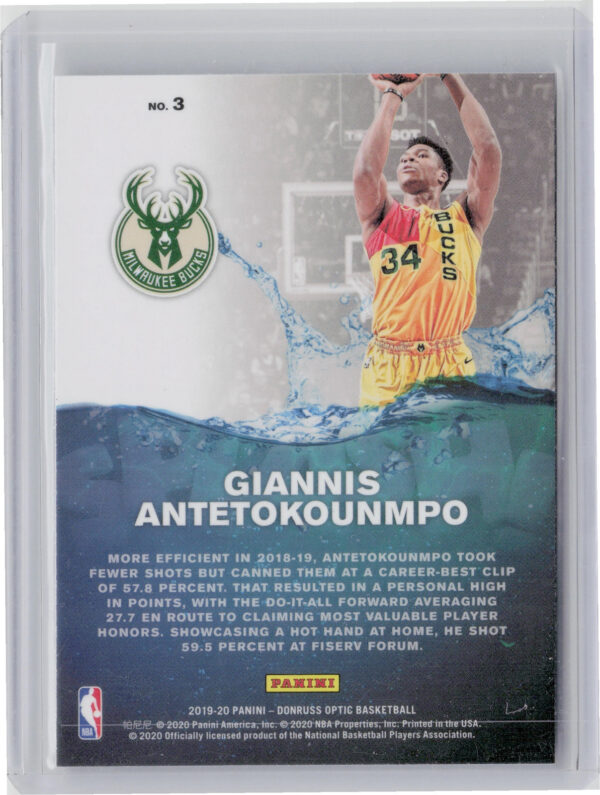 2019-20 Donruss Optic Giannis Antetokounmpo #3 Bucks Splash! - Image 3