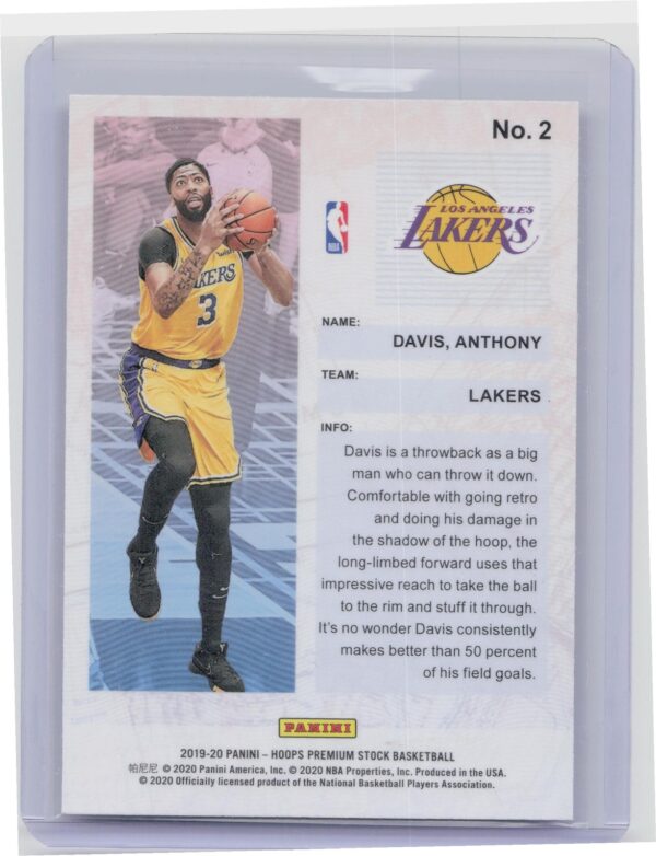 2019-20 Hoops Premium Stock Anthony Davis #2 Lakers Frequent Flyers - Image 3