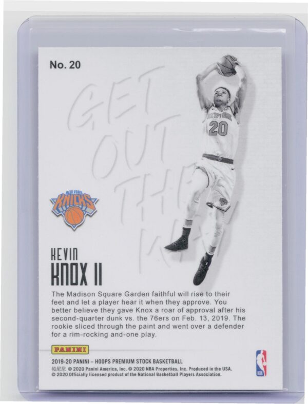 2019-20 Hoops Premium Stock Kevin Knox II #20 Knicks Get Out The Way - Image 3