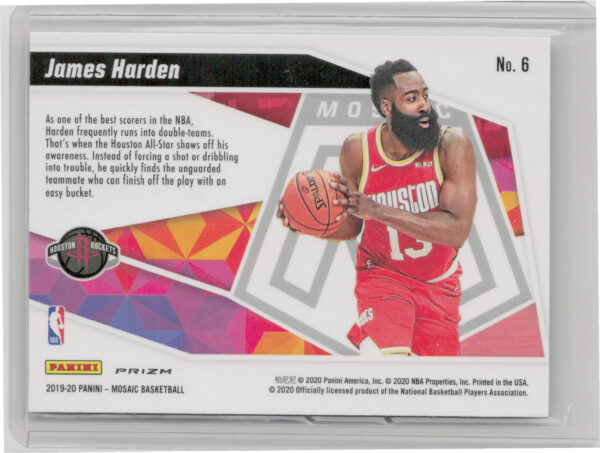 2019-20 Panini Mosaic James Harden #6 Rockets Give and Go Mosaic Green - Image 3