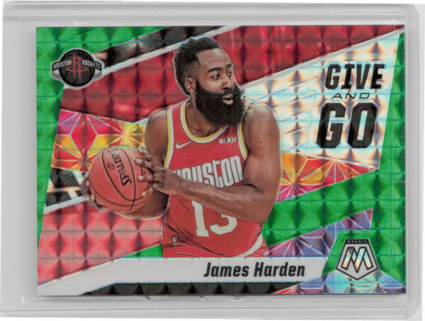 2019-20 Panini Mosaic James Harden #6 Rockets Give and Go Mosaic Green