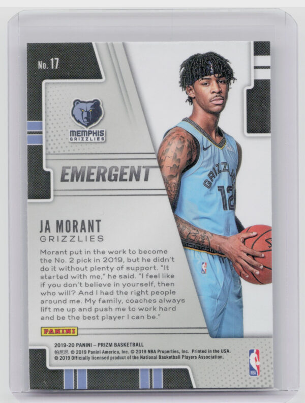 2019-20 Panini Prizm Ja Morant #17 Grizzlies Emergent - Image 3