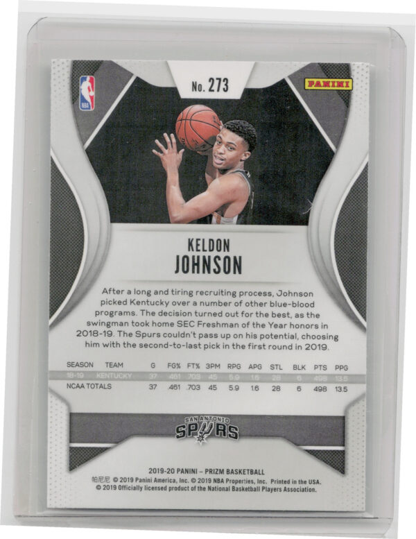2019-20 Panini Prizm Keldon Johnson RC #273 Spurs - Image 3