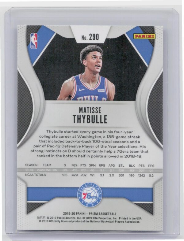 2019-20 Prizm Matisse Thybulle #290 76ers - Image 3