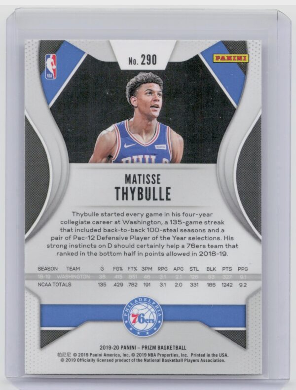 2019-20 Prizm Matisse Thybulle #290 76ers - Image 3