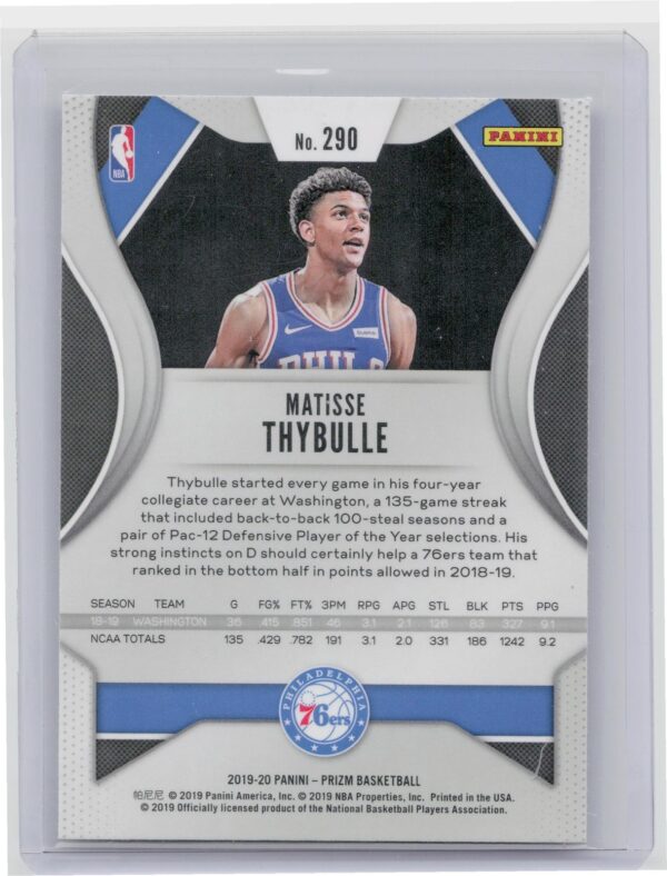 2019-20 Prizm Matisse Thybulle RC #290 76ers - Image 3