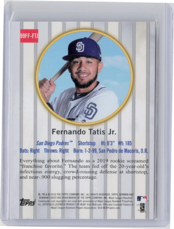 2019 Bowman's Best Fernando Tatis Jr. #99FF-FTJ Padres 1999 Franchise Favorites - Image 3