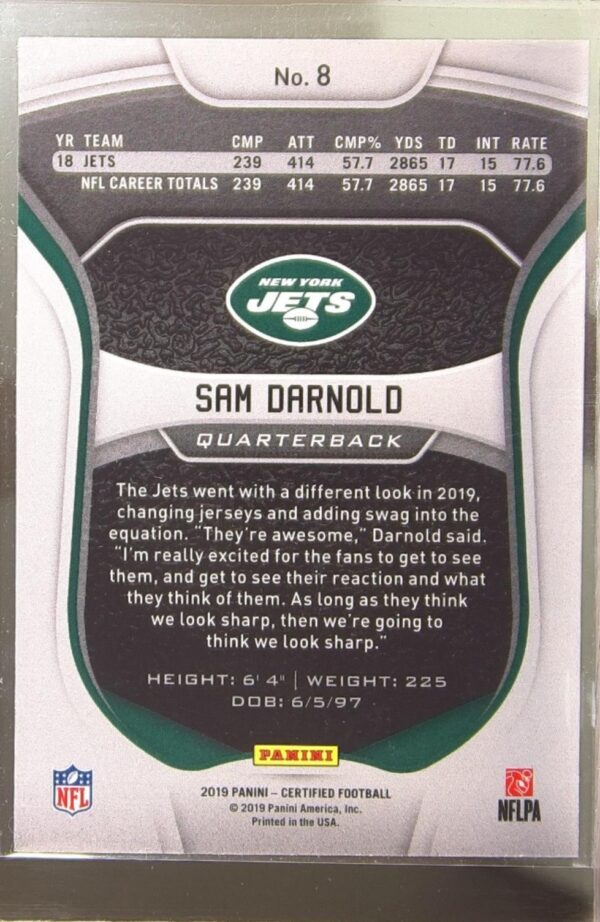 2019 Certified Sam Darnold #8 Jets - Image 3