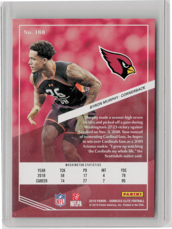 2019 Donruss Elite Byron Murphy RC SN699 #188 Cardinals - Image 3