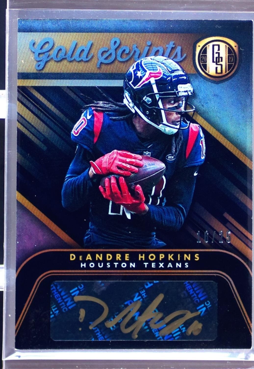 2019 Gold Standard DeAndre Hopkins Auto /25 #GS-DAH Texans Gold Scripts Platinum