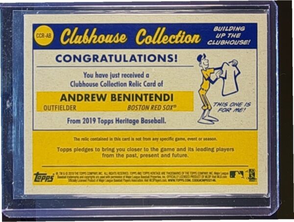 2019 Heritage Andrew Benintendi JSY #CCR-AB Sox Clubhouse Collection Relics - Image 3