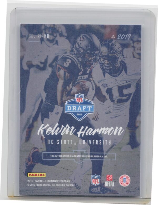 2019 Panini Luminance Kelvin Harmon AU SN99 #RI-KH Wolfpack Rookie Ink Blue - Image 3
