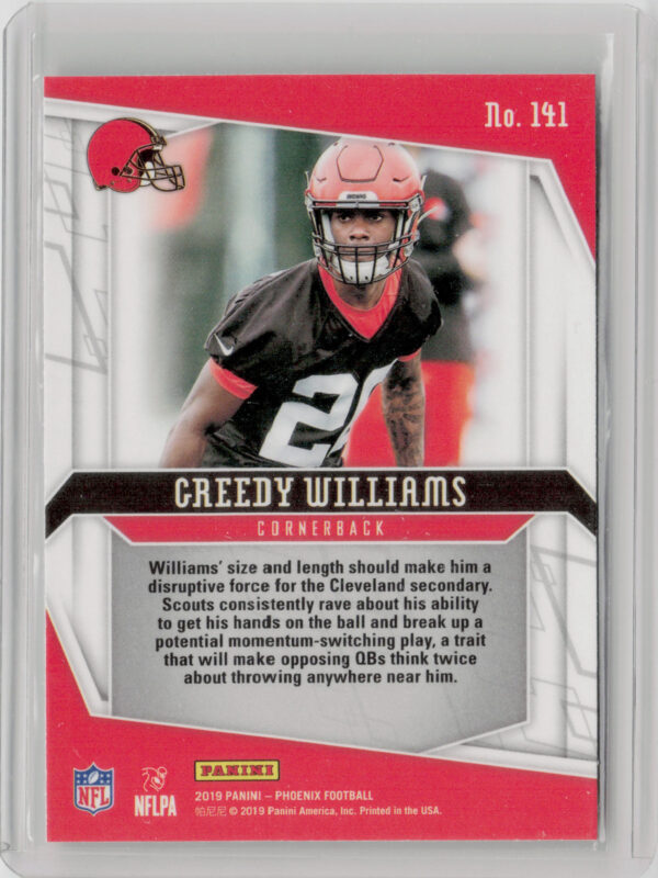 2019 Panini Phoenix Greedy Williams RC #141 Browns - Image 3