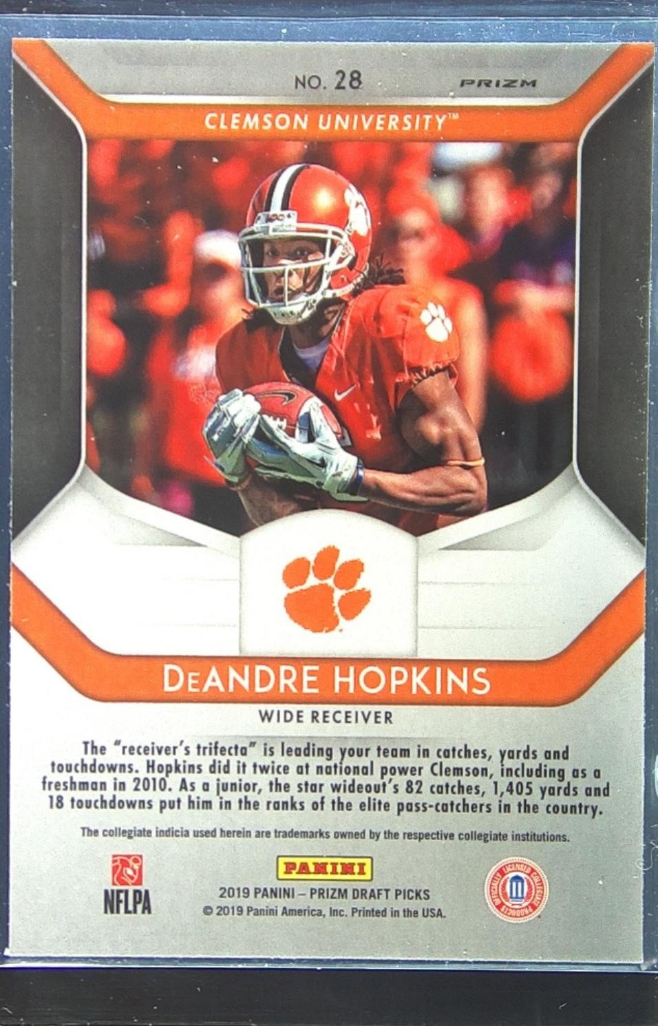 2019 Prizm Draft Picks DeAndre Hopkins Prizms Purple #28 Tigers - Image 3