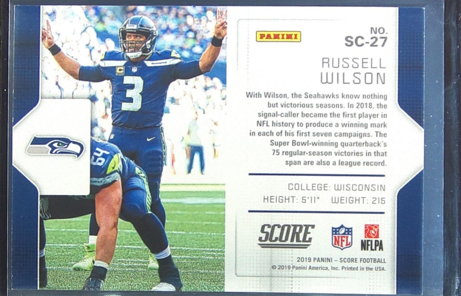 2019 Score Russell Wilson #SC-27 Seahawks Signal Callers - Image 3