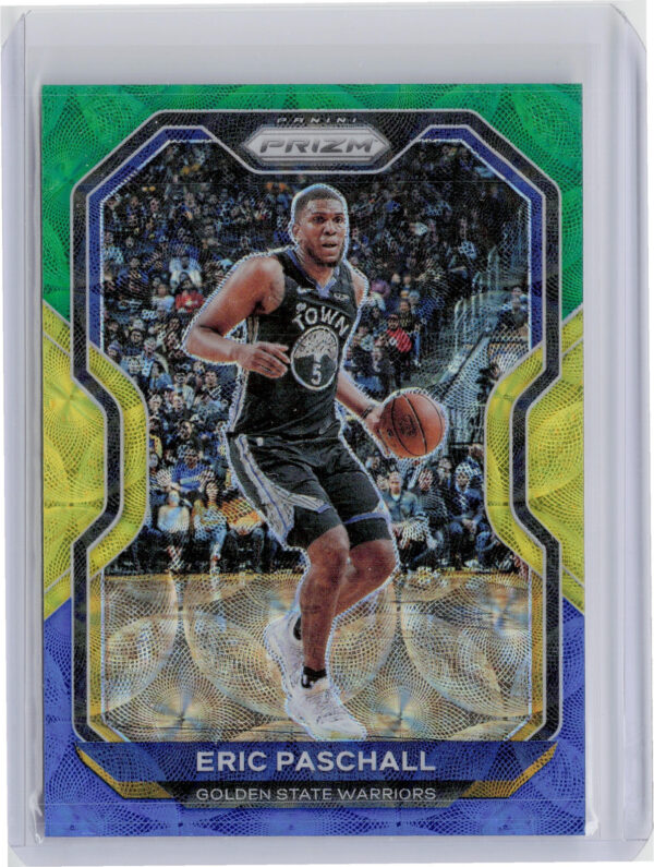 2020-21 Panini Prizm Eric Paschall Choice Blue, Yellow and Green Prizms #71 Warr