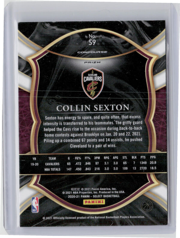 2020-21 Panini Select Collin Sexton Silver Prizms #59 Cavaliers - Image 3