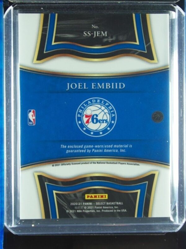 2020-21 Panini Select Joel Embiid MEM #SS-JEM 76ers Selective Swatches - Image 3