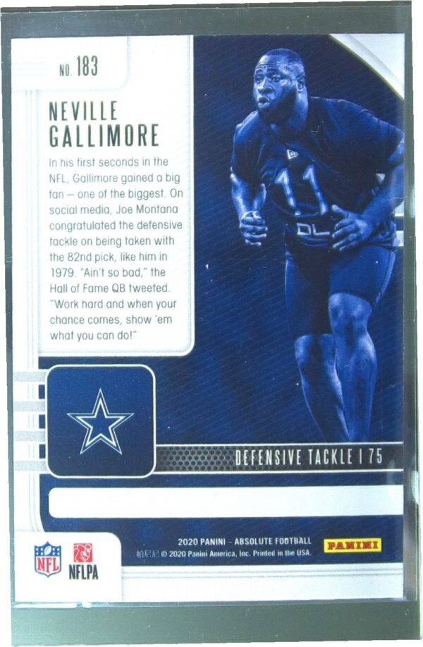 2020 Absolute Neville Gallimore Retail RC #183 Cowboys - Image 3